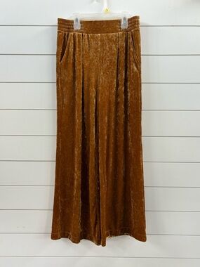 TheGeT Wide-Leg Velvet Trousers with Elastic Waistband